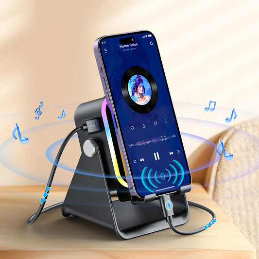 Revolutionary 5-in-1 Wireless Induction Speaker Stand with 3500mAh Power Bank - Perfect for Music Lovers and Ideal Gift for Any Occasion!